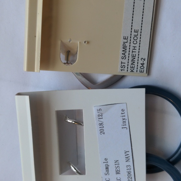 2 Kenneth Cole earrings.  Hoops.  Silver hoops,  Blue & silver dangle, drop. - Picture 2 of 6